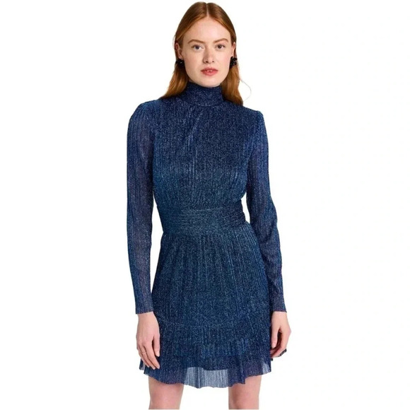 Rebecca Vallance Jagger wrap mini dress in Navy Metallic - Picture 1 of 10